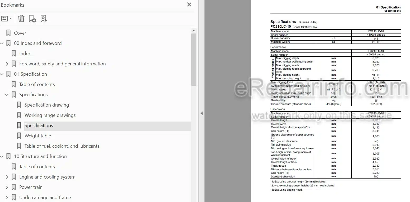 Photo 5 - Komatsu PC210LC-10 Shop Manual Hydraulic Excavator SEN05842-01 SN 450001-