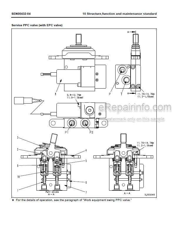 Photo 5 - Komatsu PC270-8 PC270LC-8 Shop Manual Hydraulic Excavator SEN00420-13 SN 20001-