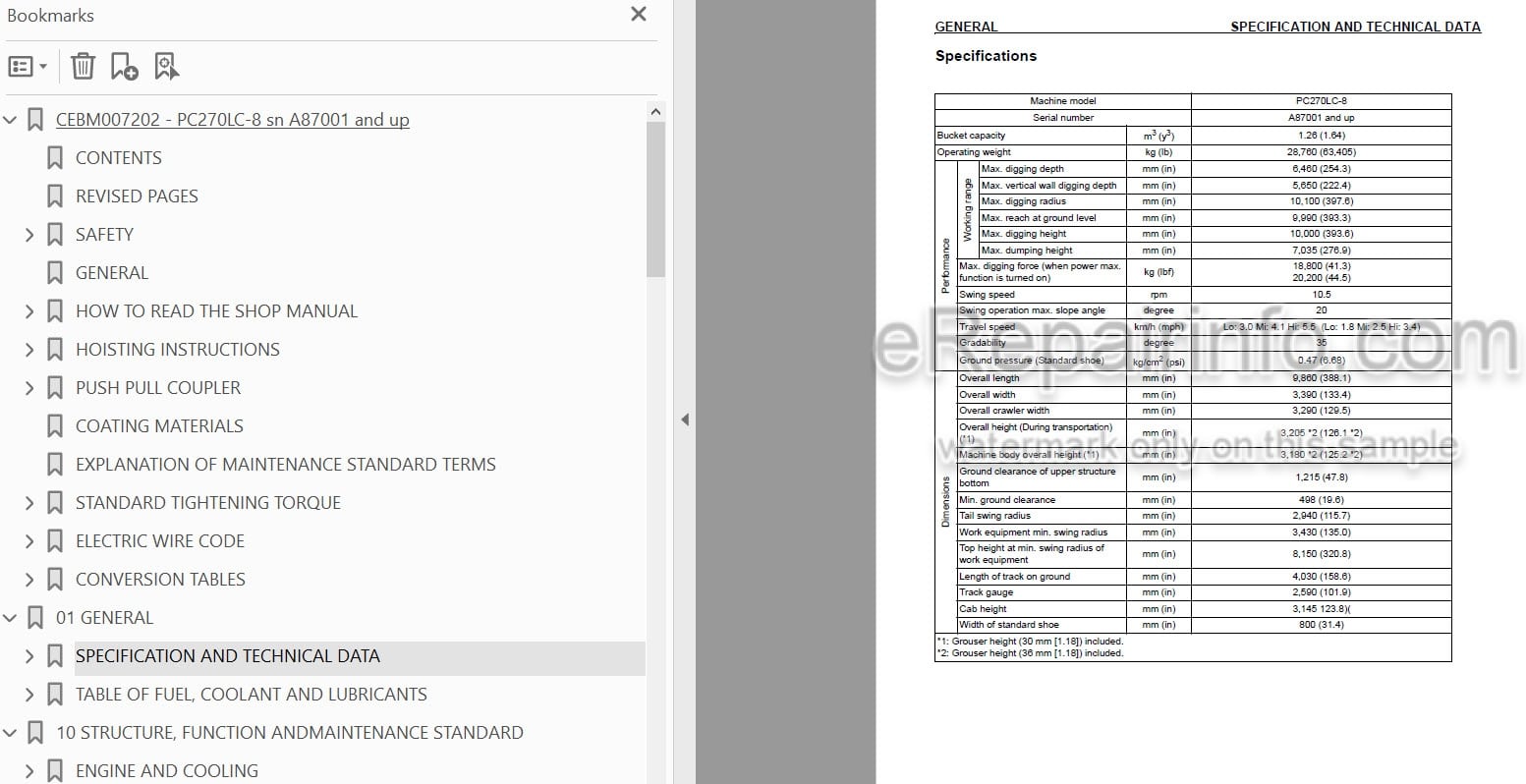 Photo 3 - Komatsu PC270LC-8 Shop Manual Hydraulic Excavator CEBM007202 SN A87001-