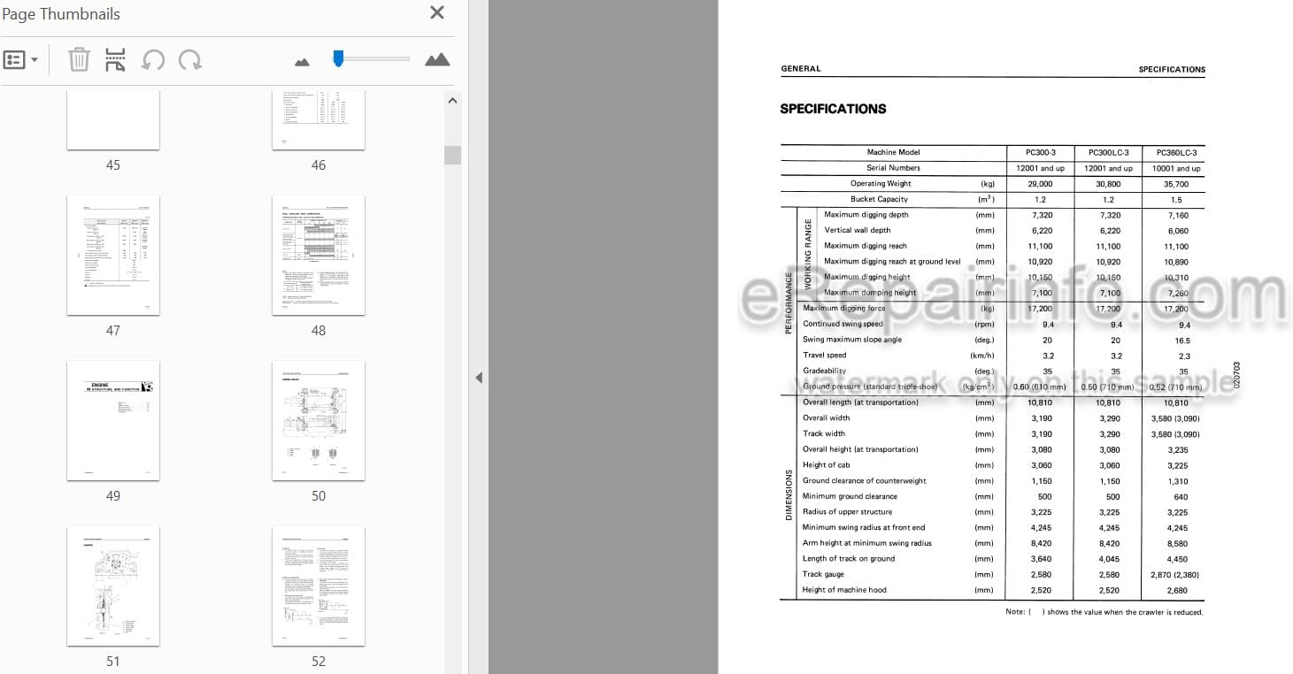 Photo 5 - Komatsu PC300-3 PC300LC-3 PC360LC-3 Shop Manual Hydraulic Excavator SEBM02070308