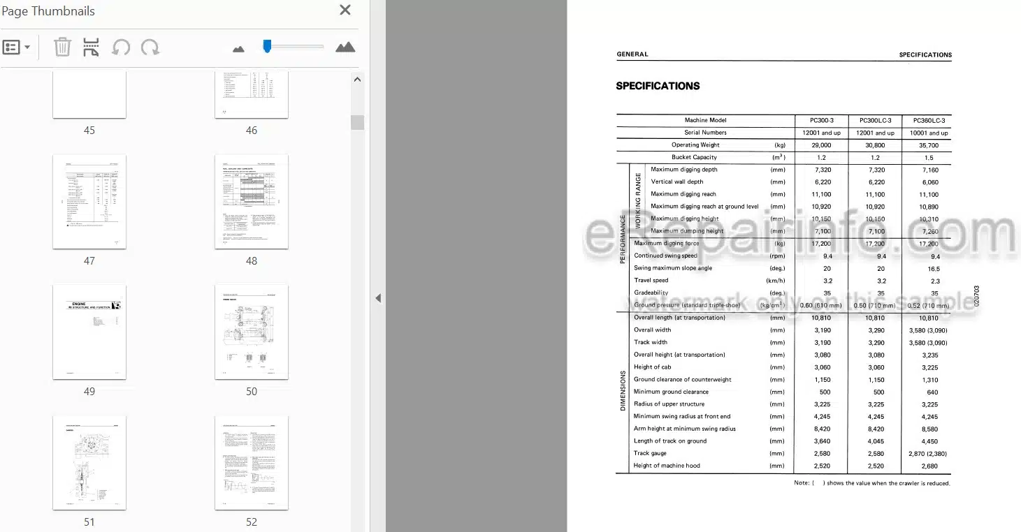 Photo 5 - Komatsu PC300-3 PC300LC-3 PC360LC-3 Shop Manual Hydraulic Excavator SEBM02070308