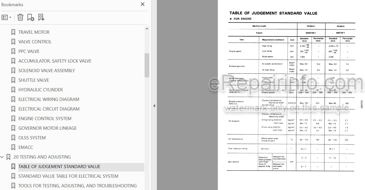 Photo 3 - Komatsu PC300-5 PC400-5 Custom Shop Manual Hydraulic Excavator SEBM0207C503 SN 20001-