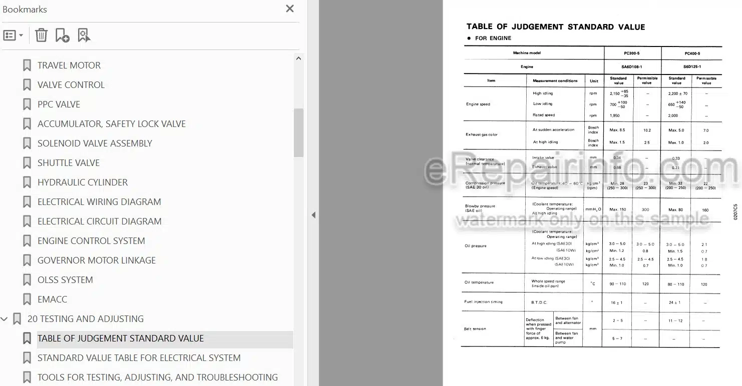 Photo 3 - Komatsu PC300-5 PC400-5 Custom Shop Manual Hydraulic Excavator SEBM0207C503 SN 20001-