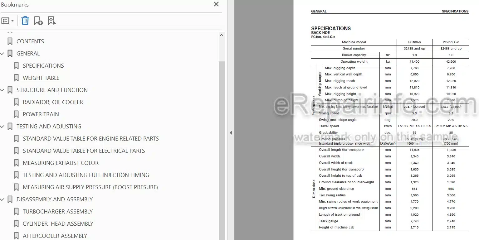 Photo 3 - Komatsu PC400-6 PC400LC-6 PC450-6 PC450LC-6 Shop Manual Supplement Hydraulic Excavator SEBM023600