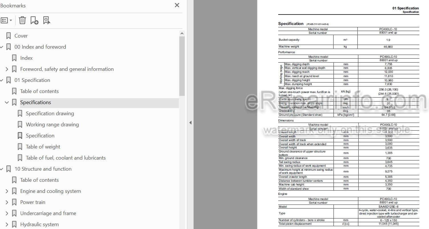 Photo 5 - Komatsu PC490LC-10 Shop Manual Hydraulic Excavator SEN05622-02 SN 80001-