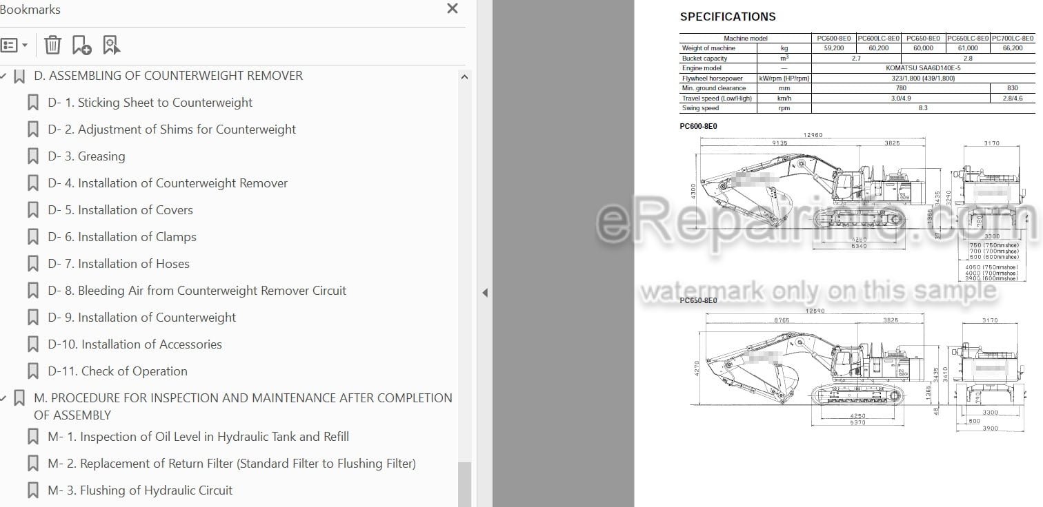 Photo 4 - Komatsu PC600-8E0 PC600LC-8E0 PC650-8E0 PC650LC-8E0 PC700LC-8E0 Field Assembly Instructions Hydraulic Excavator GEN00101-02