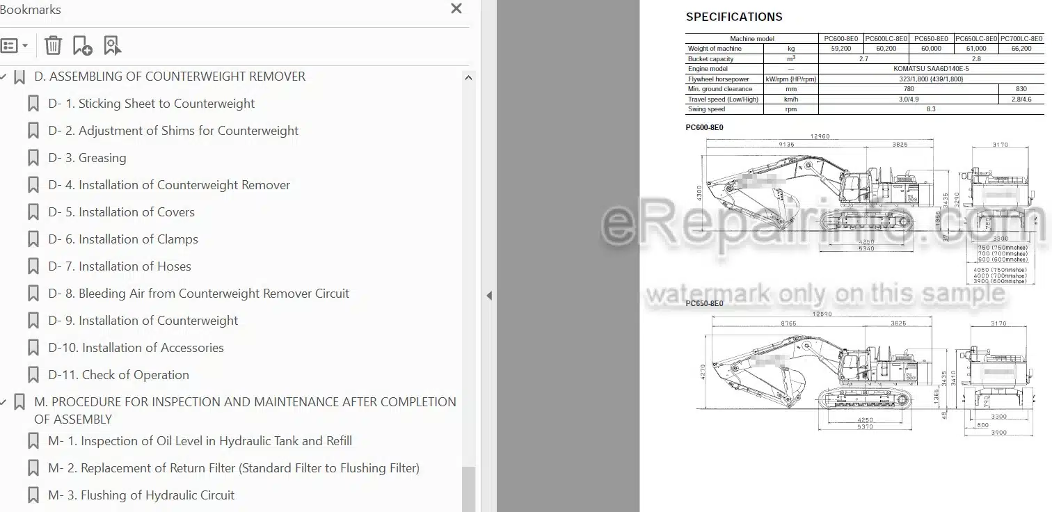 Photo 4 - Komatsu PC600-8E0 PC600LC-8E0 PC650-8E0 PC650LC-8E0 PC700LC-8E0 Field Assembly Instructions Hydraulic Excavator GEN00101-02