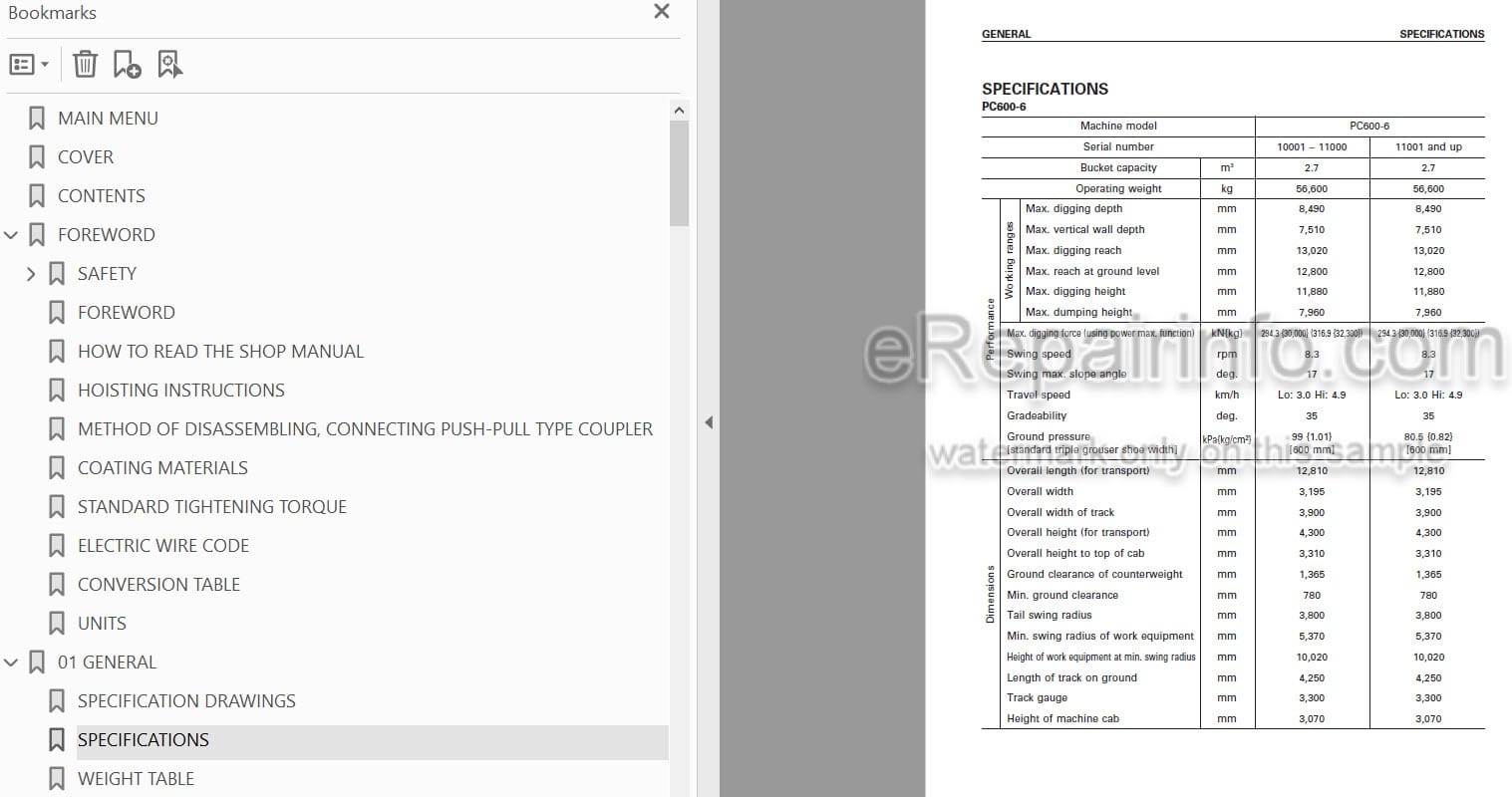 Photo 4 - Komatsu PC600LC-6 Shop Manual Hydraulic Excavator SEBM027100K SN 11064-