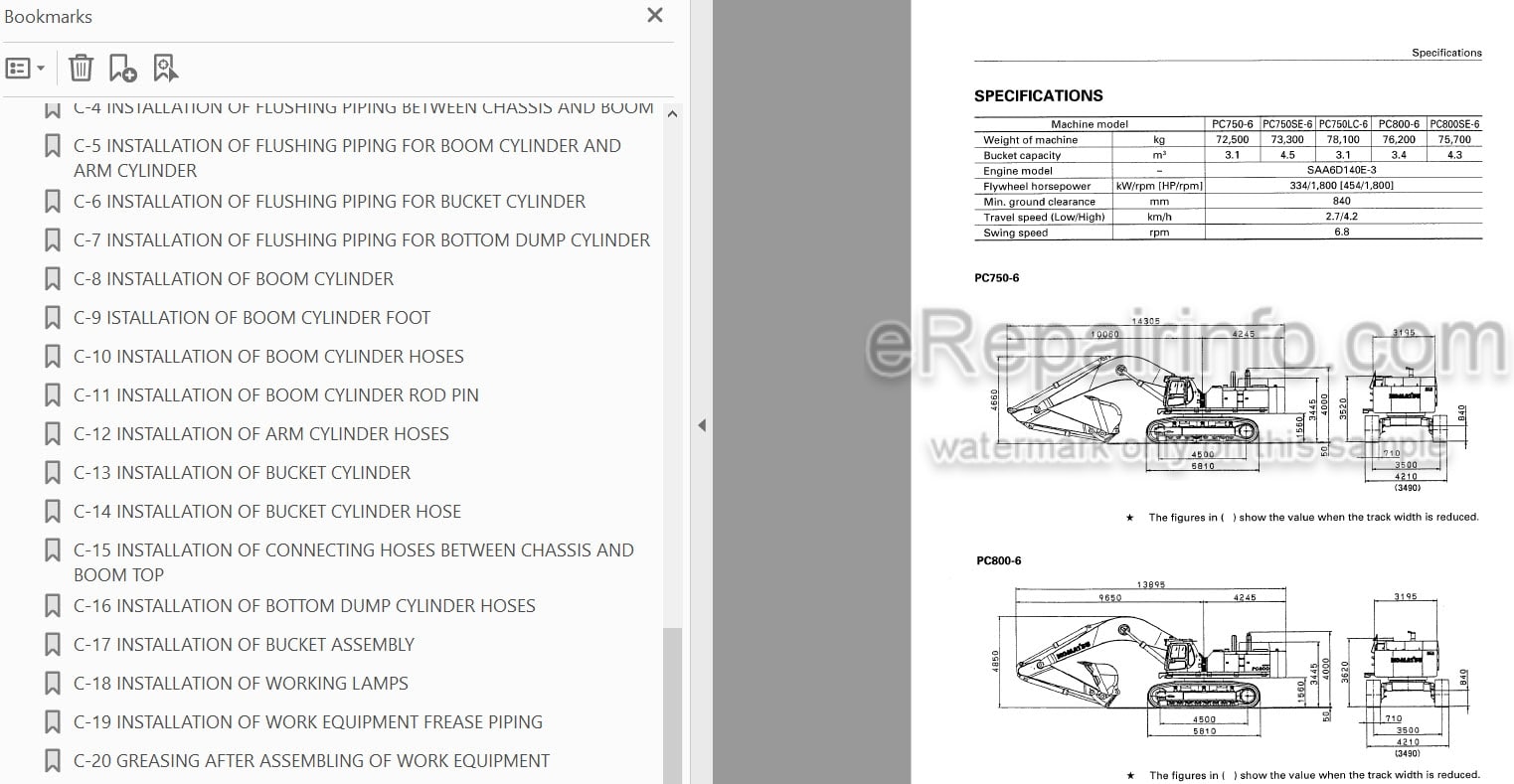 Photo 3 - Komatsu PC750-6 PC750SE-6 PC750LC-6 PC800-6 PC800SE-6 Field Assembly Manual Hydraulic Excavator SEAW001803