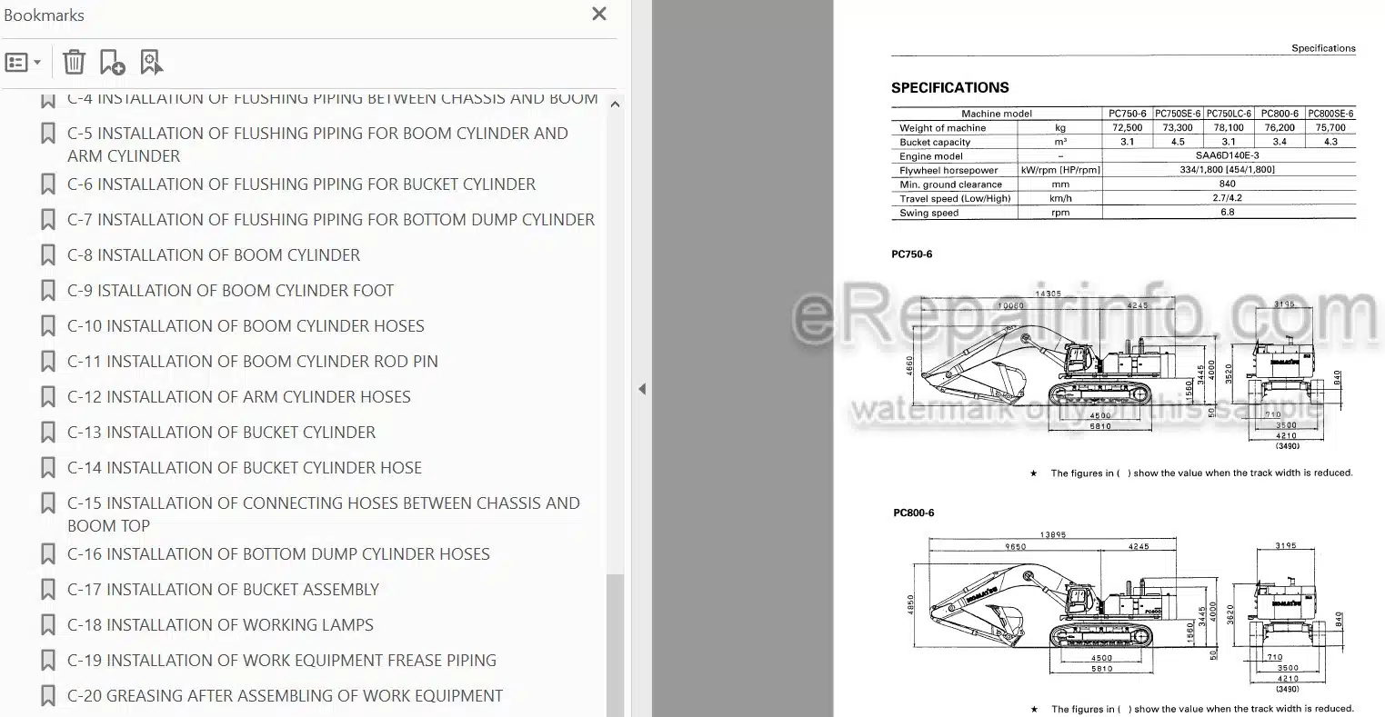 Photo 3 - Komatsu PC750-6 PC750SE-6 PC750LC-6 PC800-6 PC800SE-6 Field Assembly Manual Hydraulic Excavator SEAW001803