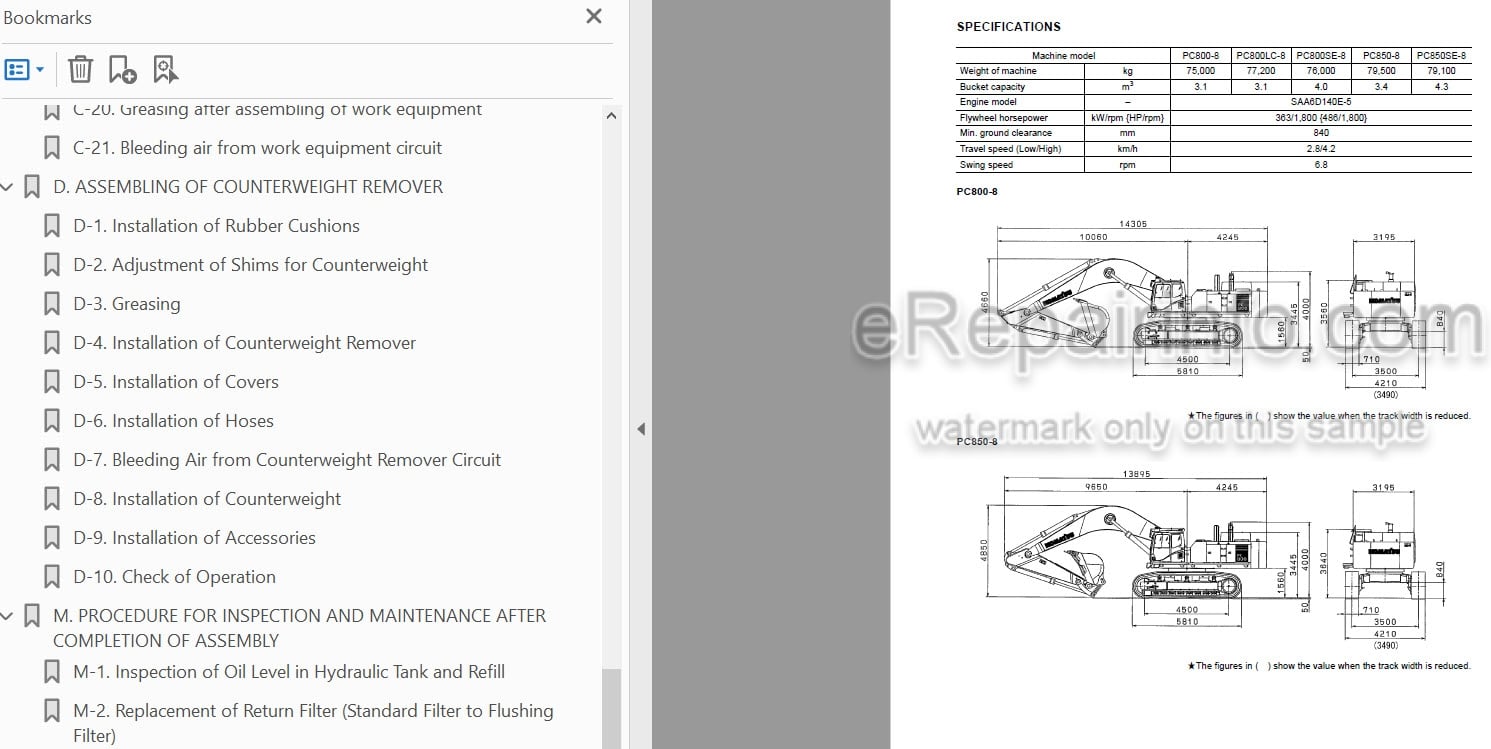 Photo 3 - Komatsu PC800-8 PC800LC-8 PC800SE-8 PC850-8 PC850SE-8 Field Assembly Instruction Hydraulic Excavator GEN00048-06