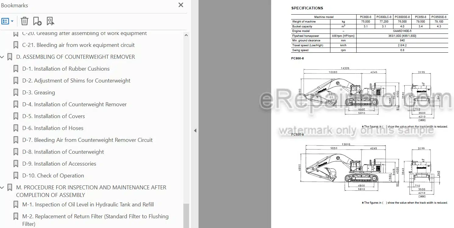 Photo 3 - Komatsu PC800-8 PC800LC-8 PC800SE-8 PC850-8 PC850SE-8 Field Assembly Instruction Hydraulic Excavator GEN00048-06