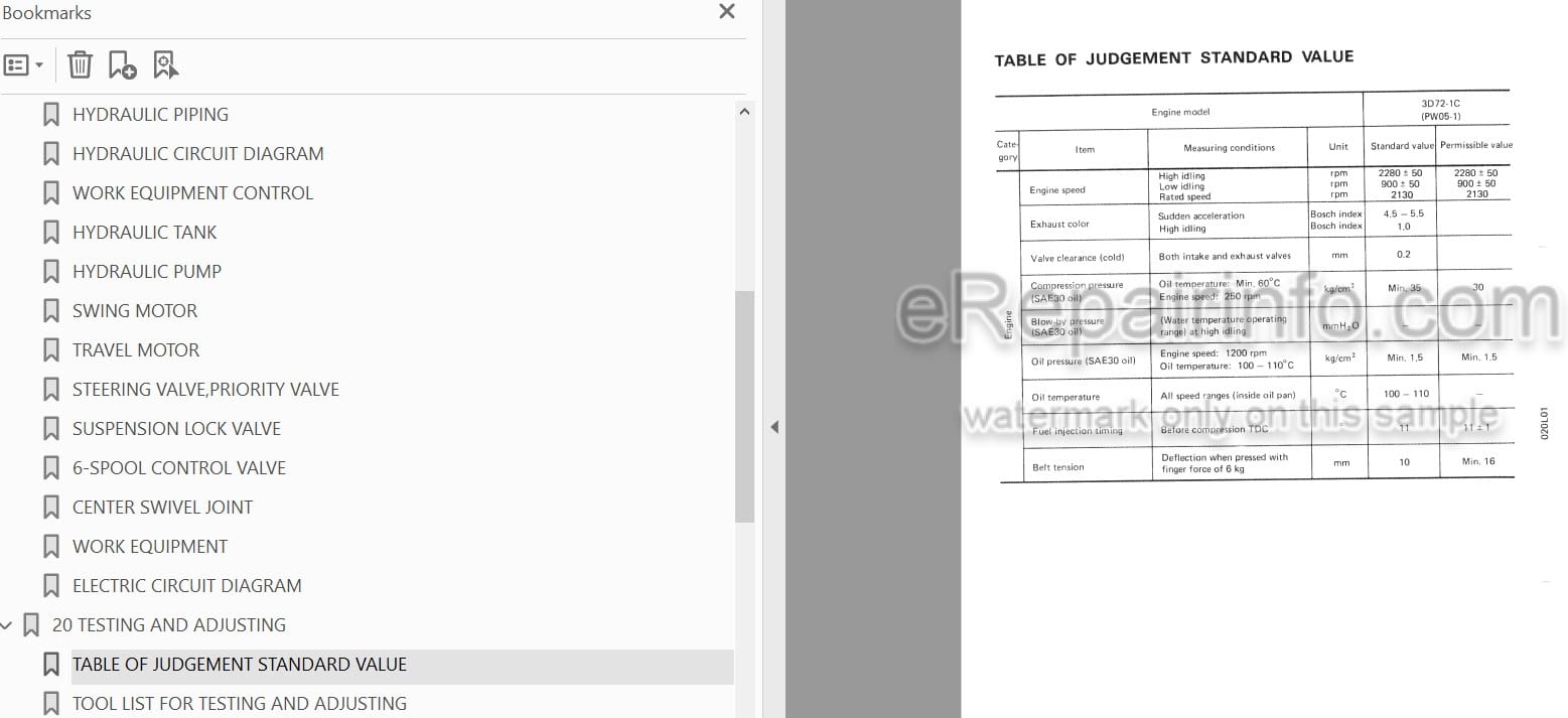 Photo 3 - Komatsu PW05-1 Shop Manual Wheel Excavator SEBM020L0101 SN 1001-