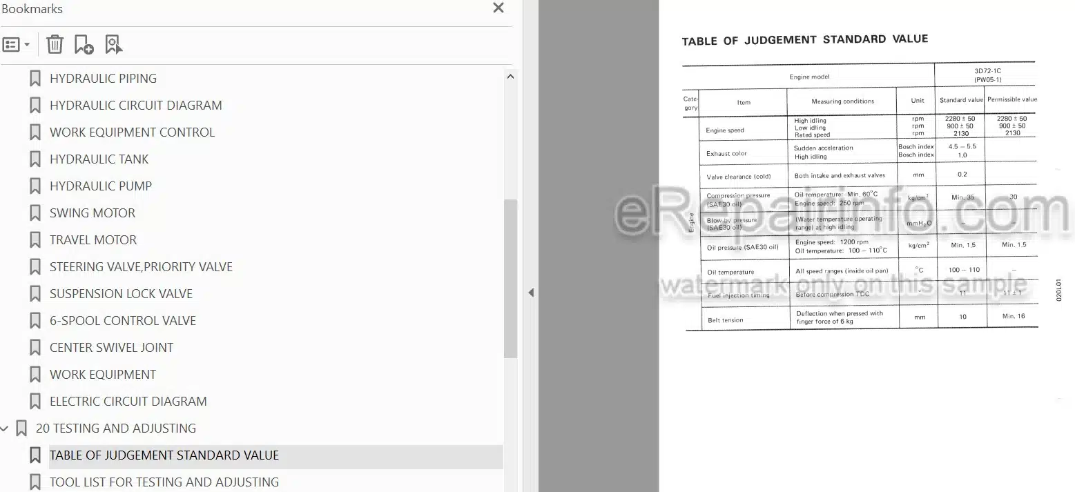Photo 3 - Komatsu PW05-1 Shop Manual Wheel Excavator SEBM020L0101 SN 1001-