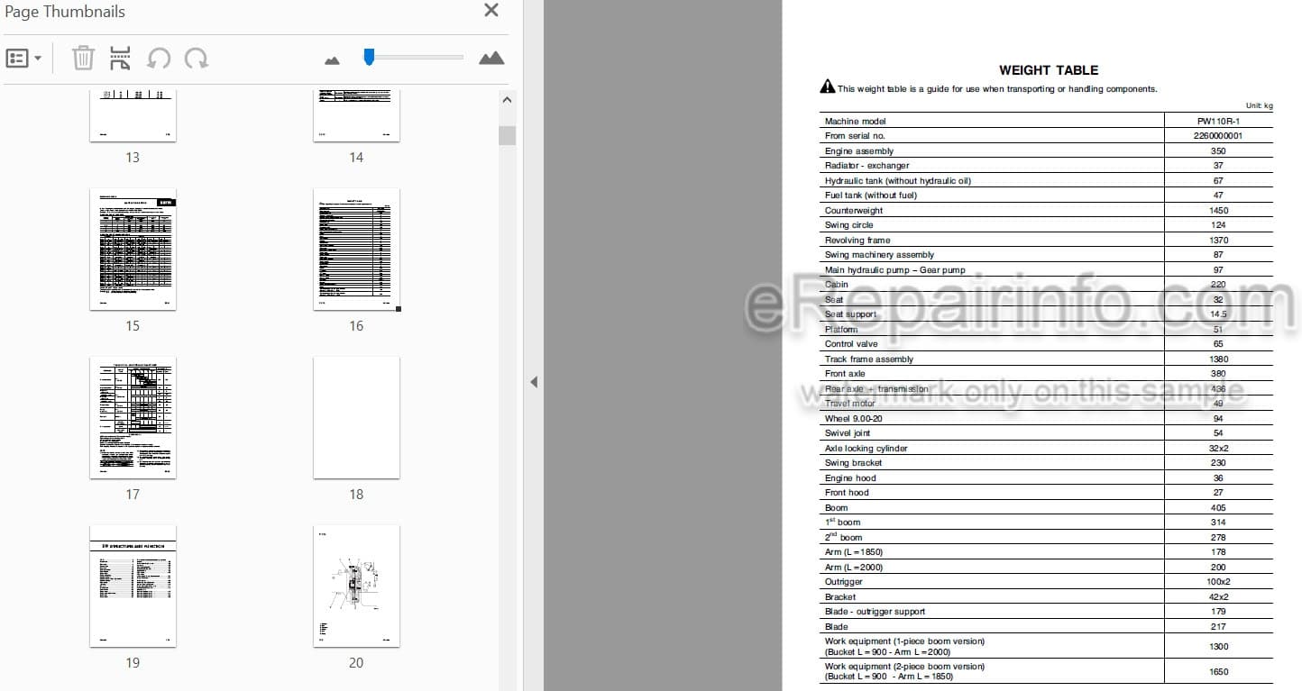 Photo 3 - Komatsu PW110R-1 Shop Manual Hydraulic Excavator WEBM000800 SN 2260000001-