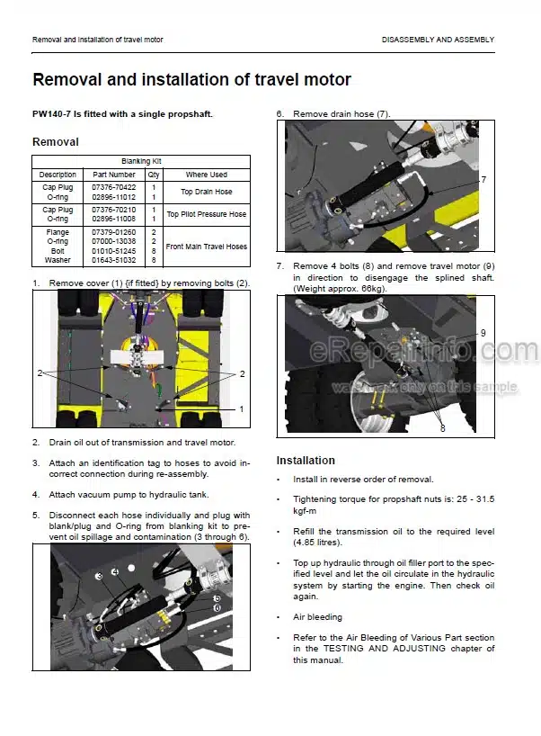 Photo 7 - Komatsu PW130ES-6K Shop Manual Wheel Excavator UEBM001202 SN K32001- K34001- K35001-