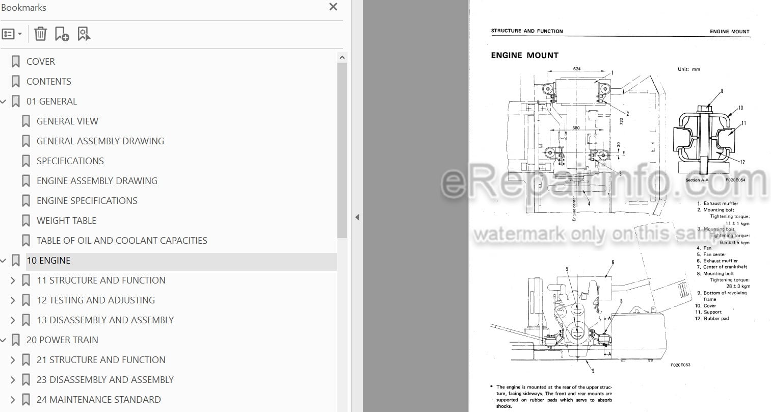 Photo 3 - Komatsu PW150-1 Shop Manual Wheel Excavator SEBM020E0104 SN 1001-