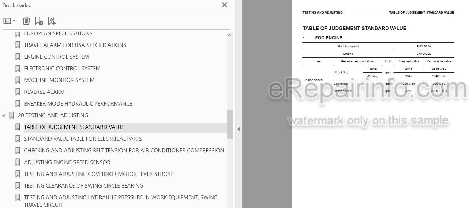 Photo 4 - Komatsu PW170ES-6K Shop Manual Hydraulic Excavator UEBM001001 UEBM000801  SN K32001- K34001-