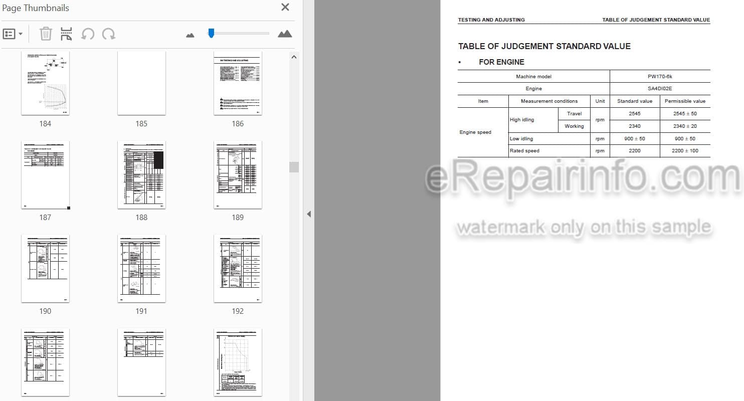 Photo 4 - Komatsu PW170ES-6K Shop Manual Wheel Excavator EEBM001601 SN K30001-