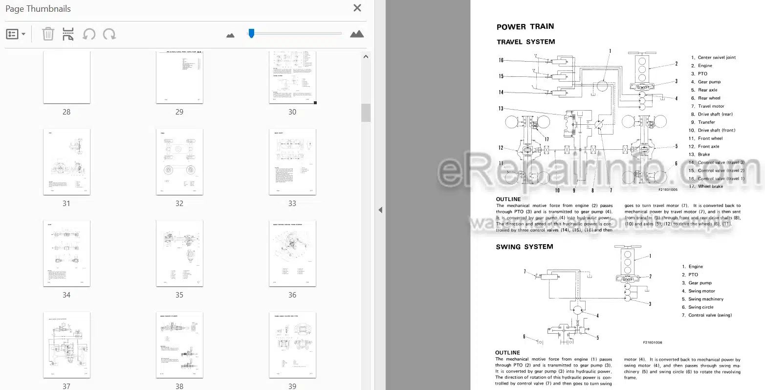 Photo 3 - Komatsu PW20-1 PW30-1 Shop Manual Wheel Excavator SEBM021F0102 SN 1001-