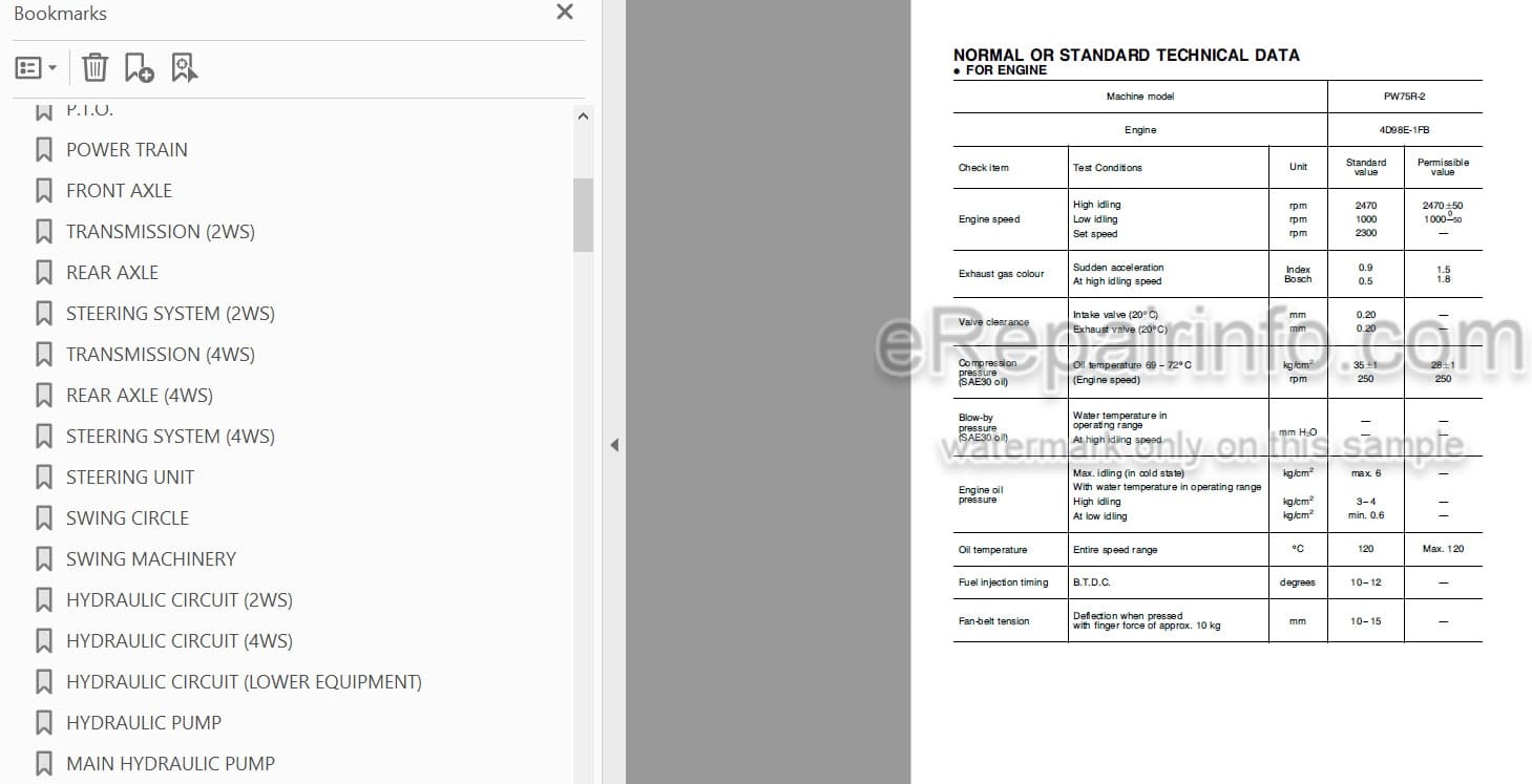 Photo 3 - Komatsu PW75R-2 Shop Manual Hydraulic Excavator WEBM001601 SN 22E0200243-