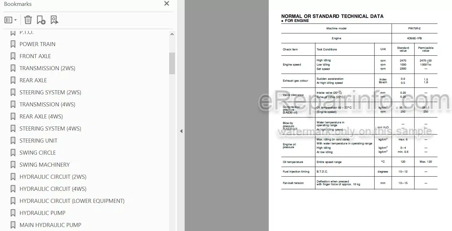 Photo 3 - Komatsu PW75R-2 Shop Manual Hydraulic Excavator WEBM001601 SN 22E0200243-
