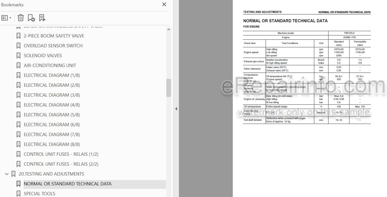 Photo 3 - Komatsu PW75R-2 Shop Manual Hydraulic Excavator WEBM001602 SN 22E0210001-