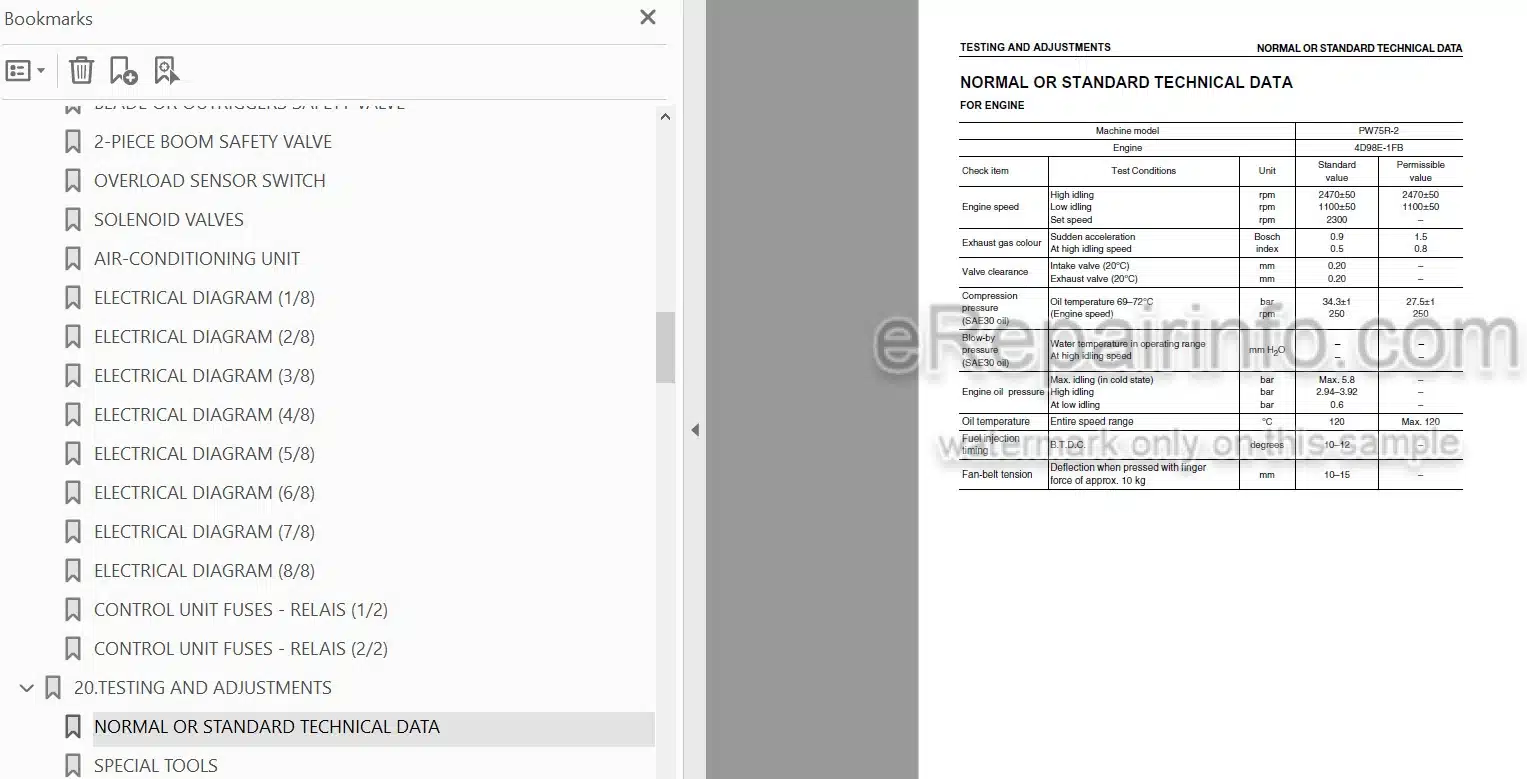 Photo 3 - Komatsu PW75R-2 Shop Manual Hydraulic Excavator WEBM001602 SN 22E0210001-