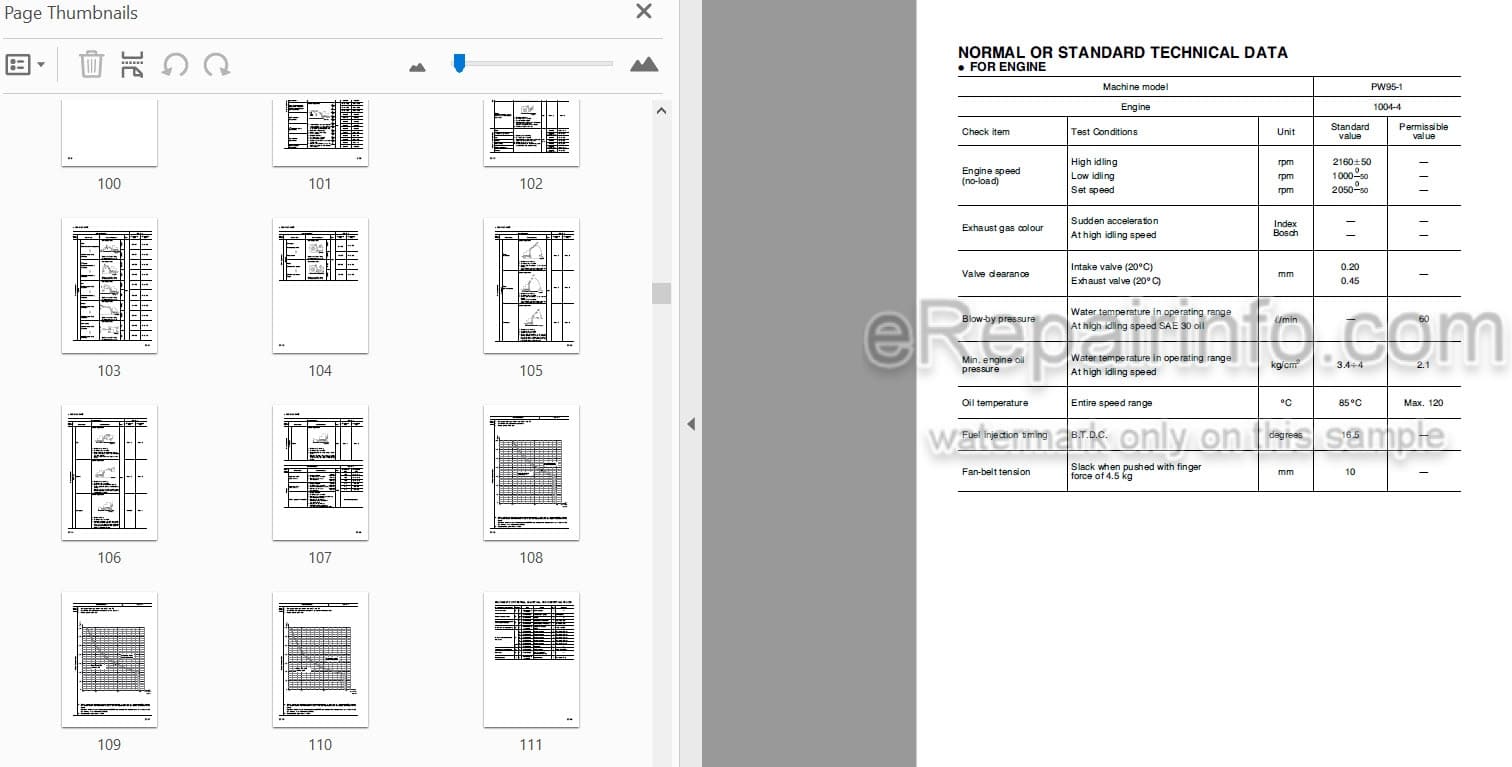 Photo 4 - Komatsu PW95-1 Shop Manual Hydraulic Excavator WEBMPW9500 SN 0000007-