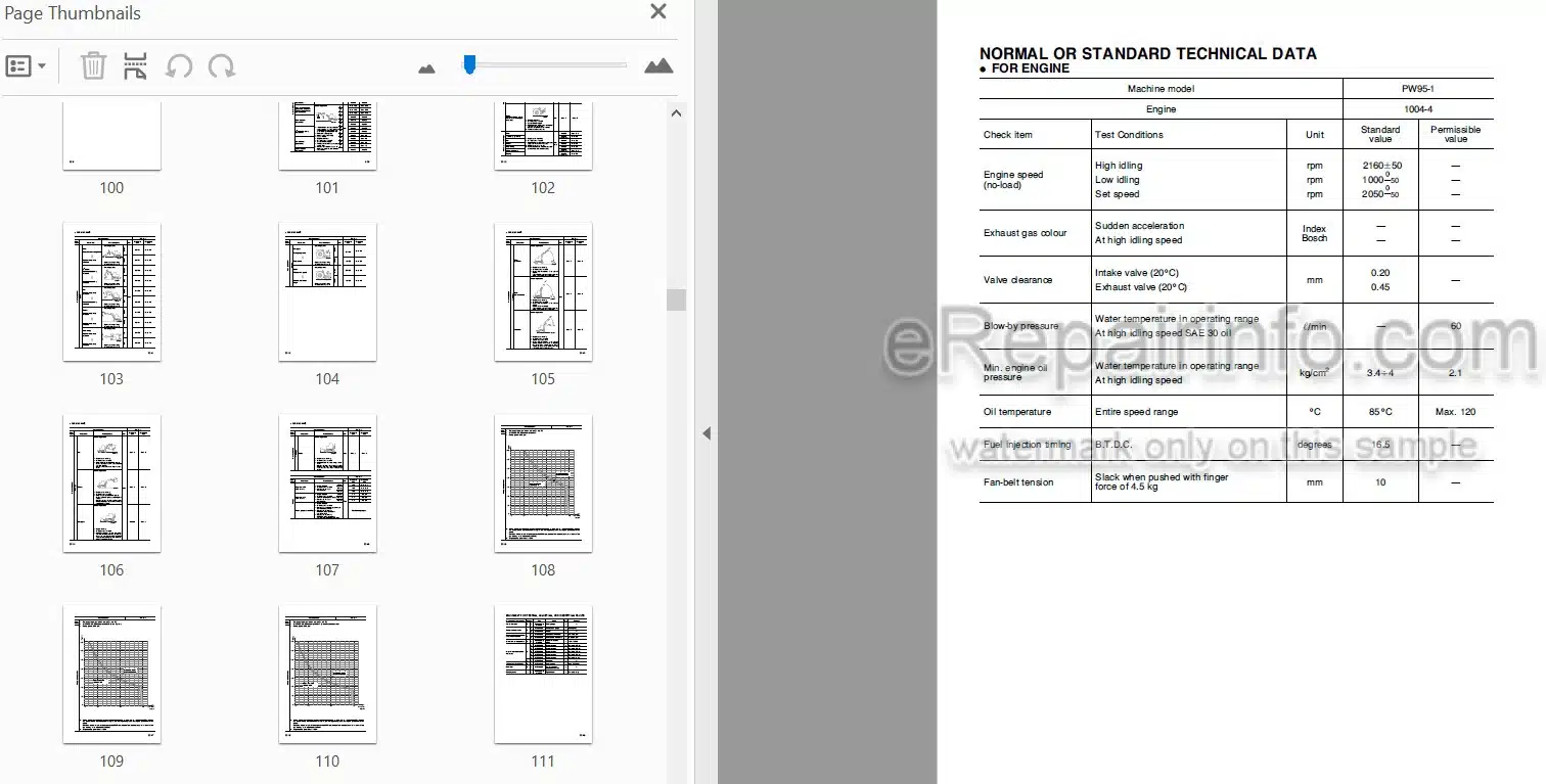 Photo 4 - Komatsu PW95-1 Shop Manual Hydraulic Excavator WEBMPW9500 SN 0000007-