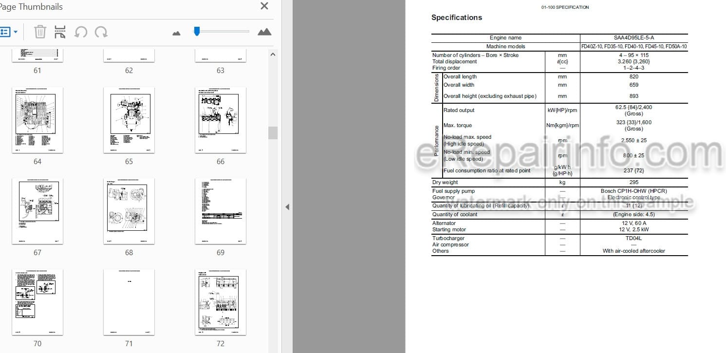 Photo 4 - Komatsu SAA4D95LE-5-A Service Manual Engine For Forklift Truck SM204