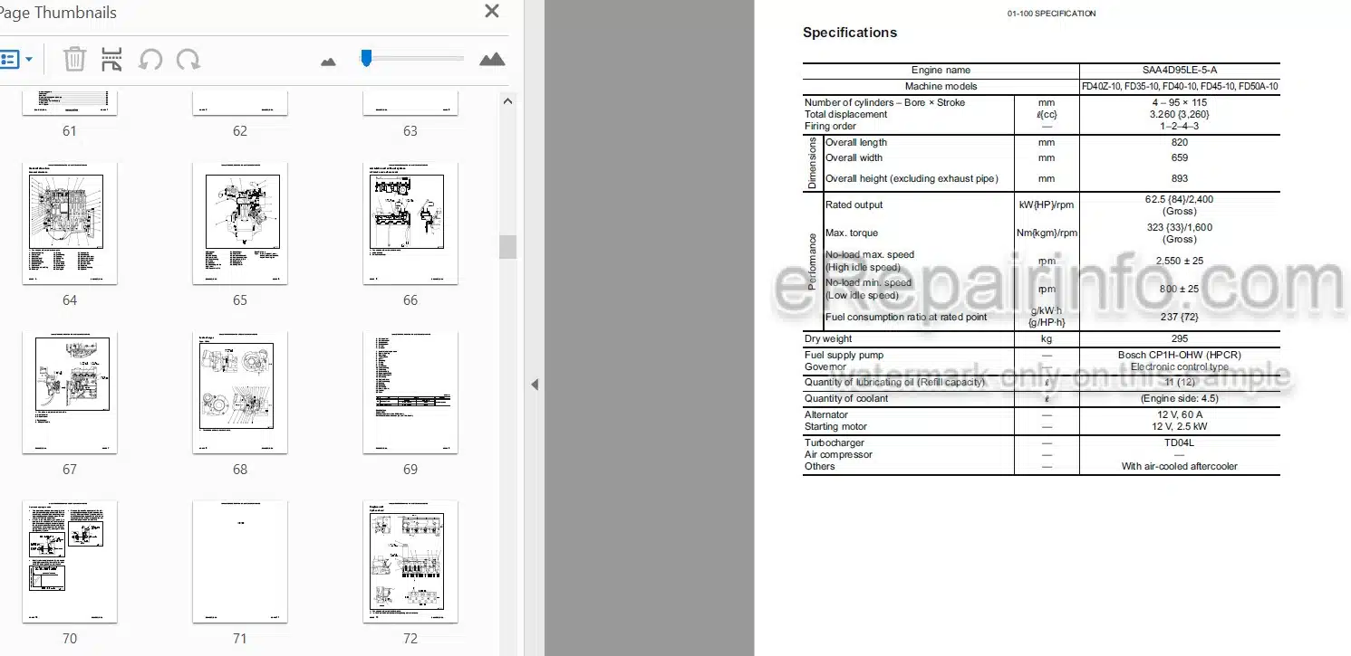 Photo 4 - Komatsu SAA4D95LE-5-A Service Manual Engine For Forklift Truck SM204