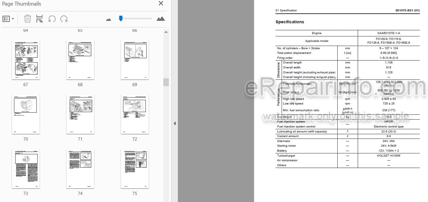 Photo 4 - Komatsu SAA6D10-7E-1-A Shop Manual Engine For Komatsu Forklift