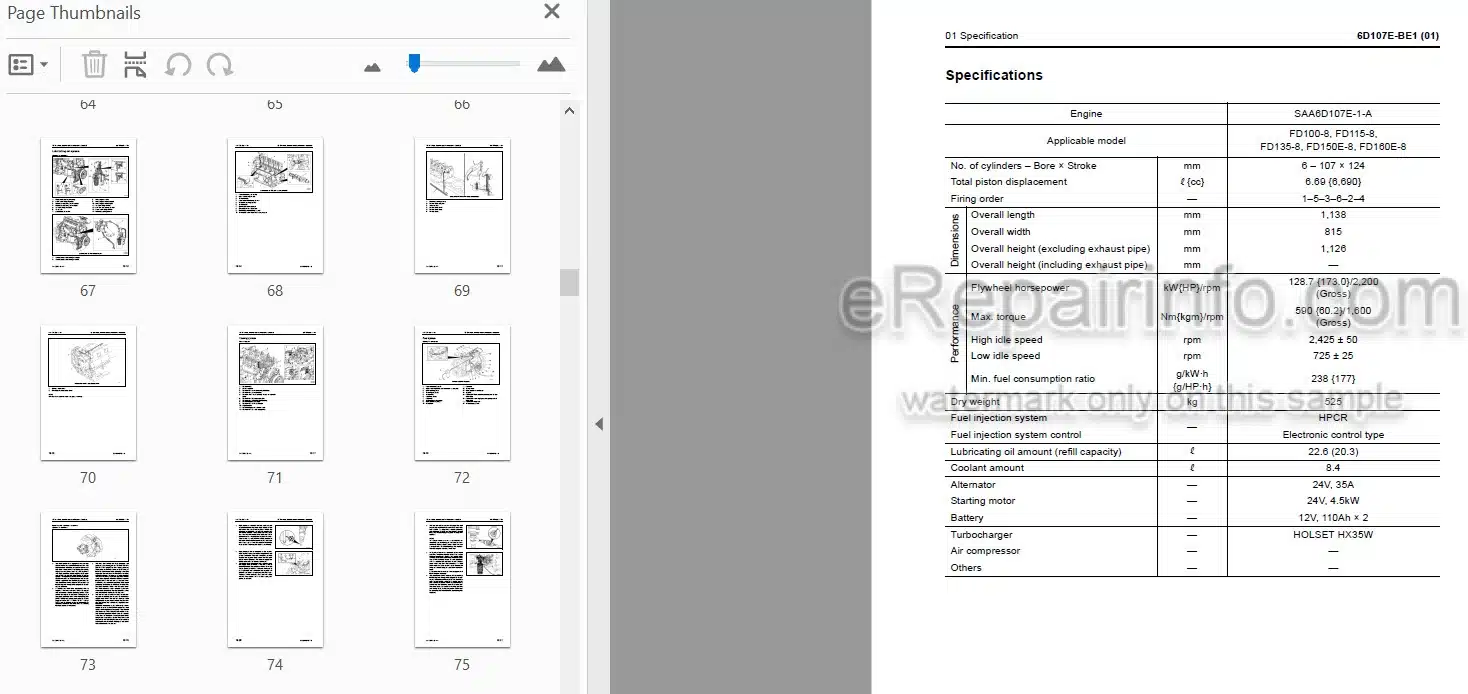 Photo 4 - Komatsu SAA6D10-7E-1-A Shop Manual Engine For Komatsu Forklift