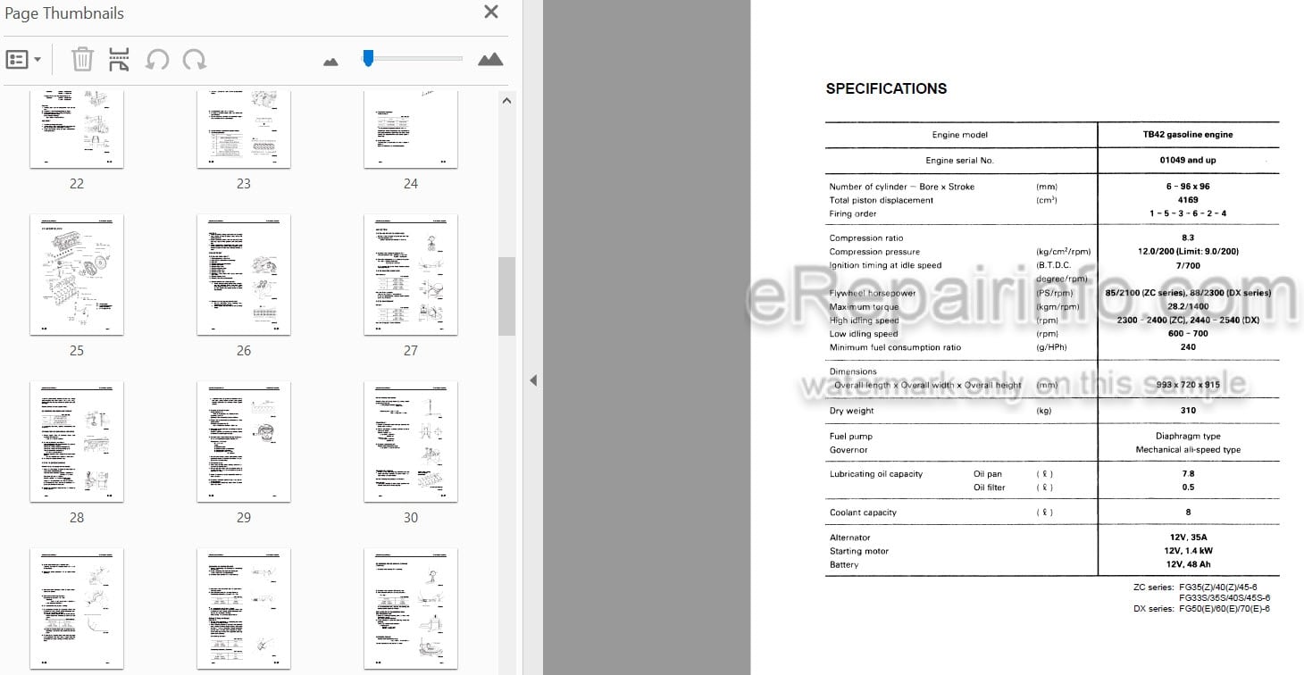 Photo 4 - Komatsu TB42 Shop Manual Gasoline Engine For Komatsu Forklift SM039