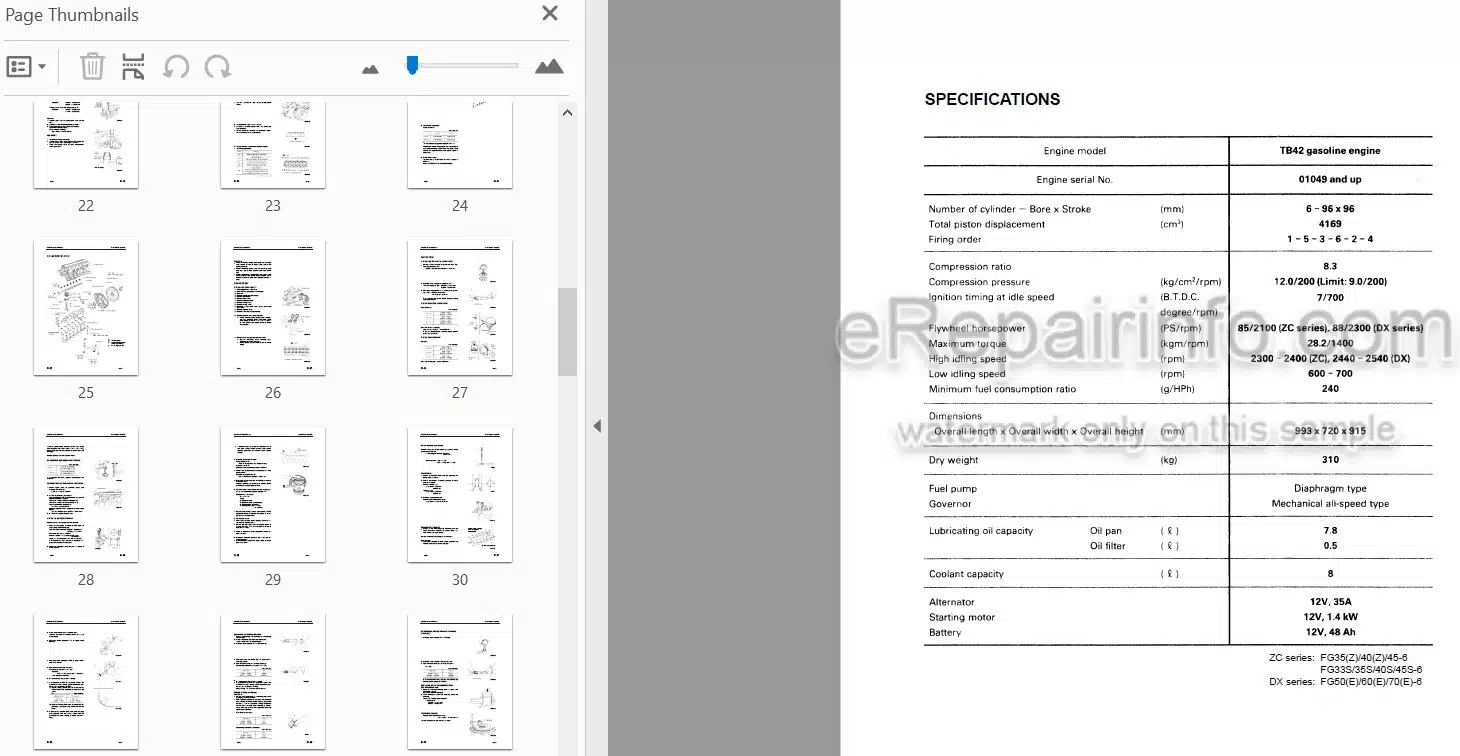 Photo 4 - Komatsu TB42 Shop Manual Gasoline Engine For Komatsu Forklift SM039