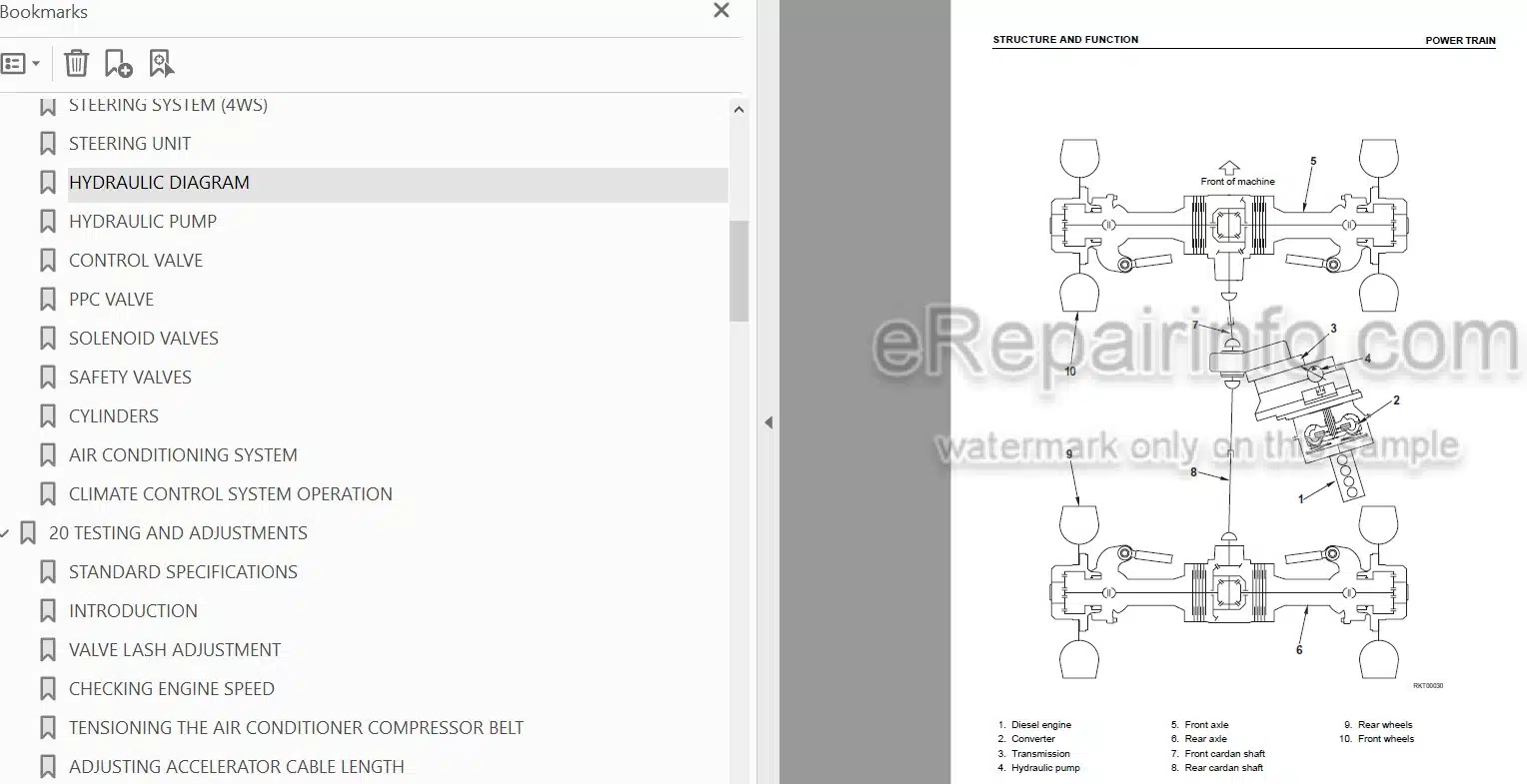 Photo 4 - Komatsu WH609-1E0 WH613-1E0 WH713-1E0 WH714H-1E0 WH716-1E0 Shop Manual Telescopic Handler WEBM008500