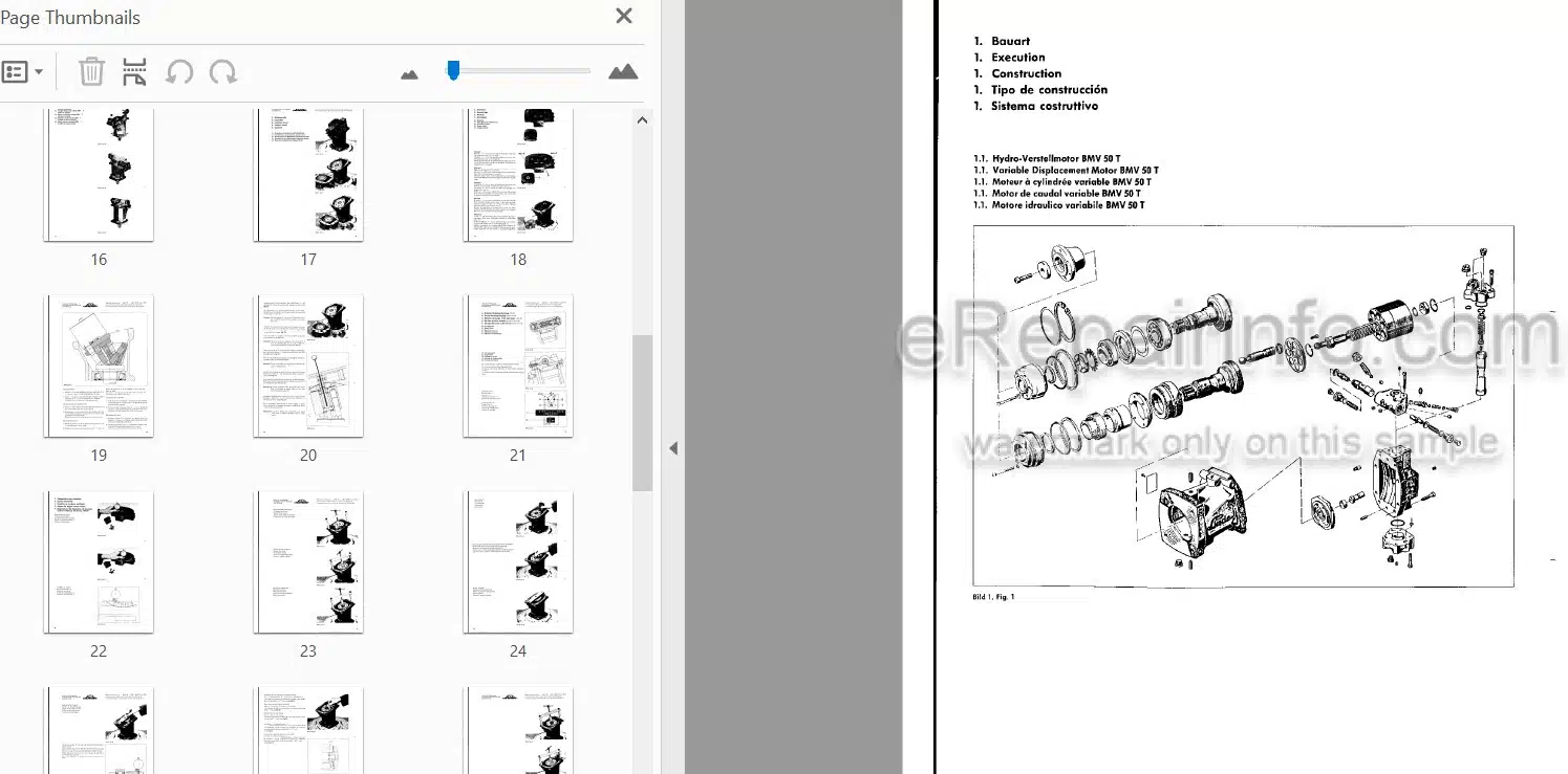 Photo 3 - Linde 655C-BMV135 755C-BMV186 950C-BMV260 1050C-BMV186HF Repair Manual Hydrostatic Motor TM2225