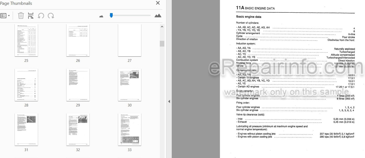 Photo 4 - Perkins Phaser 1000 Series Shop Manual Engine For Komatsu Forklift BEE06EZ-01