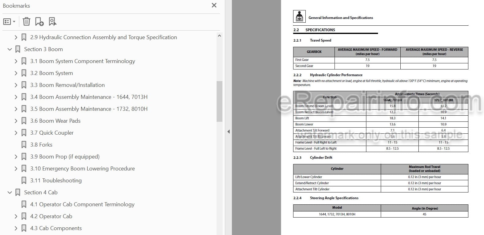Photo 3 - JLG 1644 1732 7013H 8010H PVC 1911 2005 Service Manual Telehandler 31211378