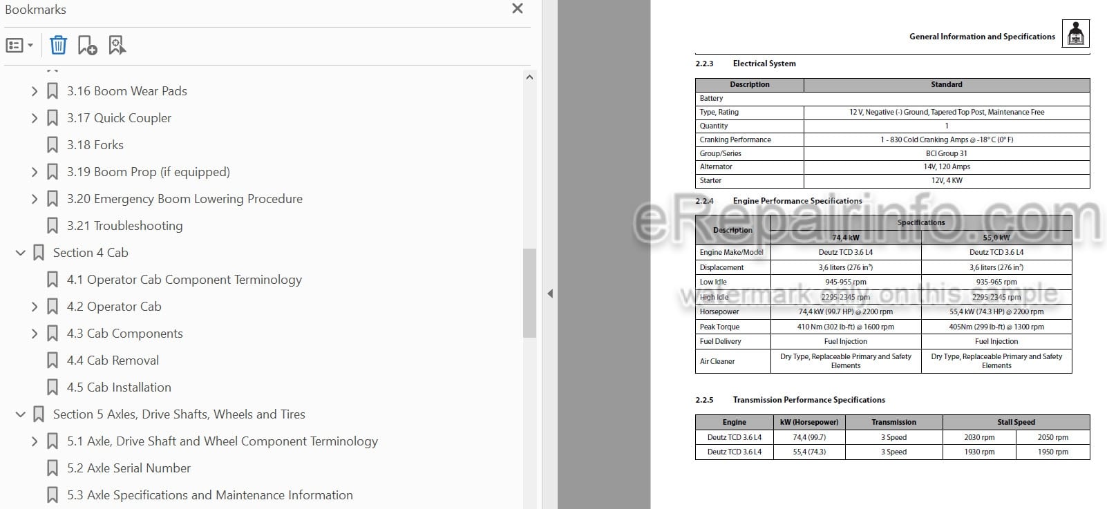 Photo 5 - JLG 3614RS 4017RS PVC 1911 2005 Service Manual Telehandler 31211337