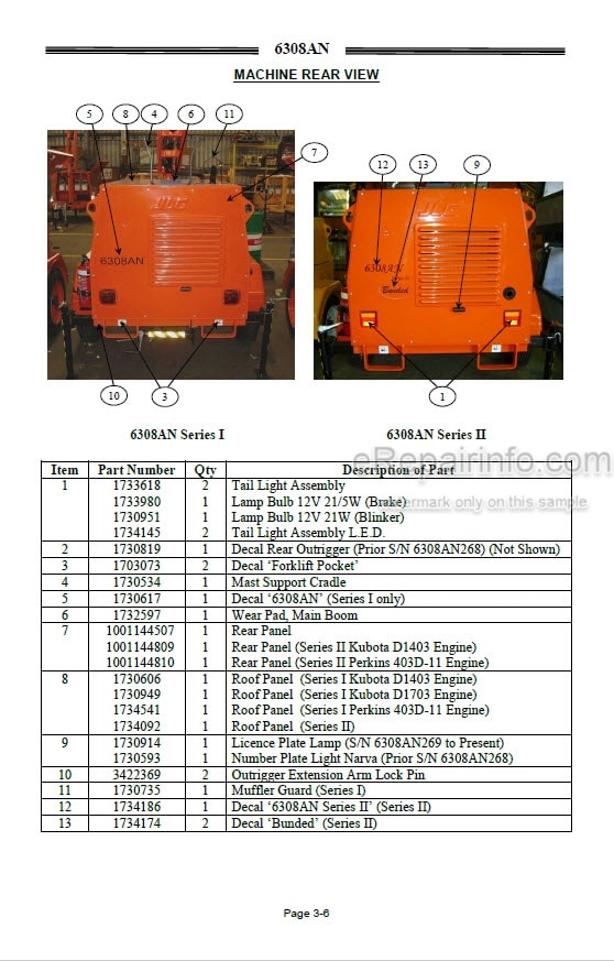 Photo 6 - JLG 6308AN 6308AN-6 8308AN 9308AN Service Maintenance Parts And Supplement Manual Lighting Tower 1730616