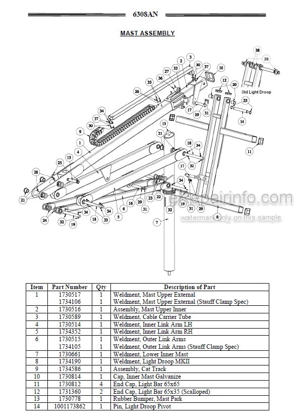 Photo 4 - JLG 6308AN Service And Maintenance Parts Manual Lighting Tower 1730961