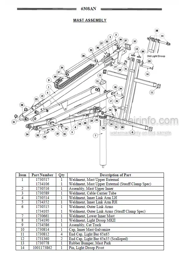 Photo 4 - JLG 6308AN Service And Maintenance Parts Manual Lighting Tower 1730961