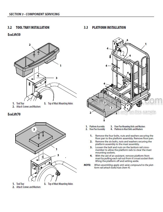 Photo 4 - JLG Ecolift 50 Ecolift 70 Service And Maintenance Manual Vertical Mast 31215861