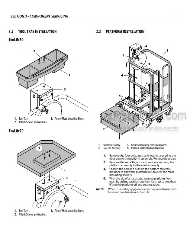 Photo 4 - JLG Ecolift 50 Ecolift 70 Service And Maintenance Manual Vertical Mast 31215861