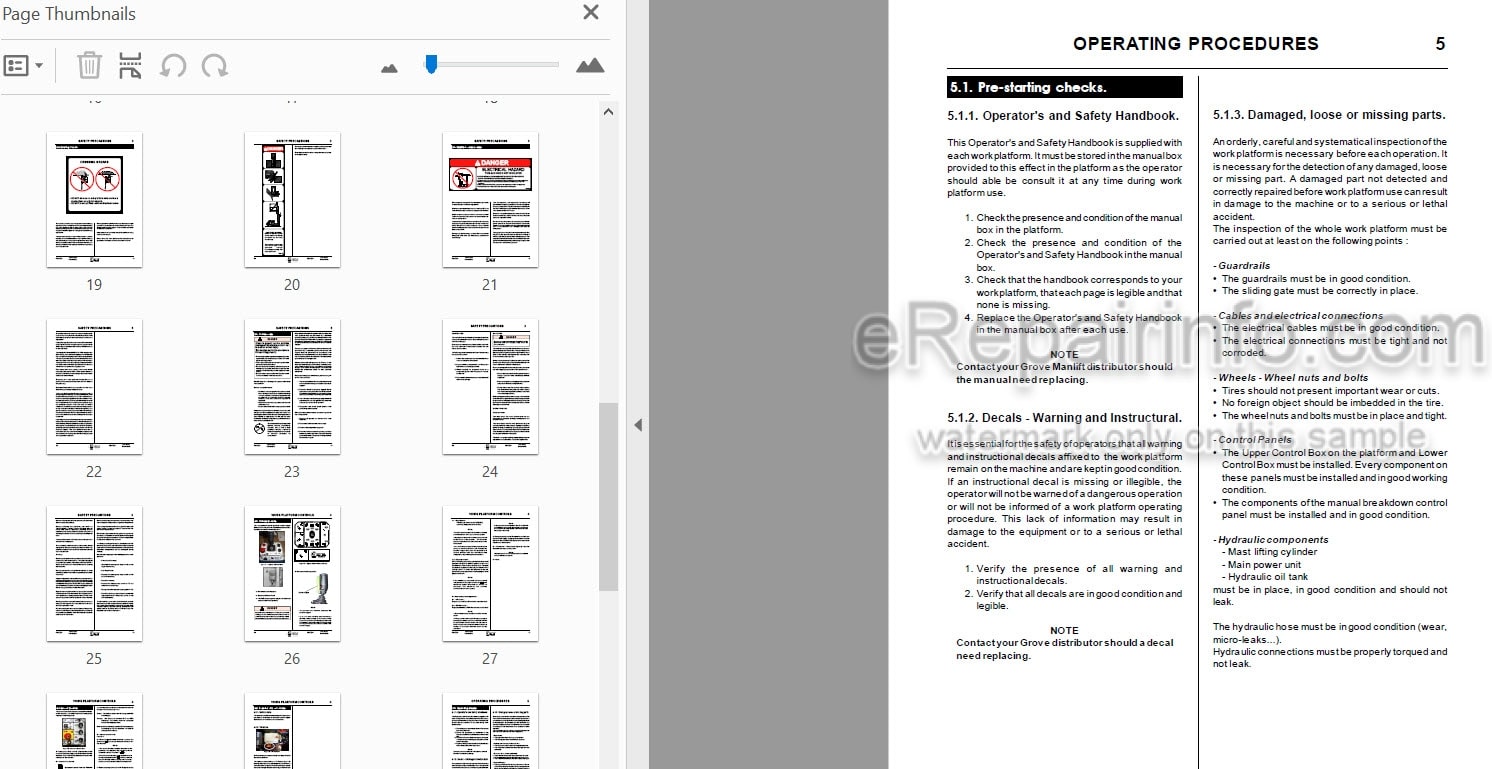 Photo 3 - JLG Grove VM1931E Operators And Safety Handbook Mast Boom Lift