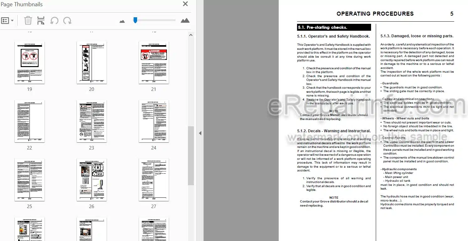 Photo 3 - JLG Grove VM1931E Operators And Safety Handbook Mast Boom Lift