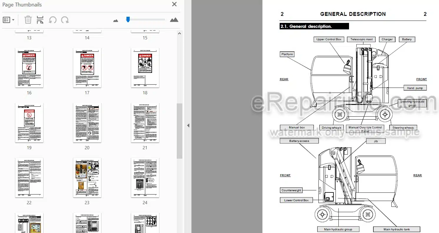 Photo 4 - JLG Grove VM2639E Operators And Safety Manual Delta Mast Boom Lift MA0178-01 ENG