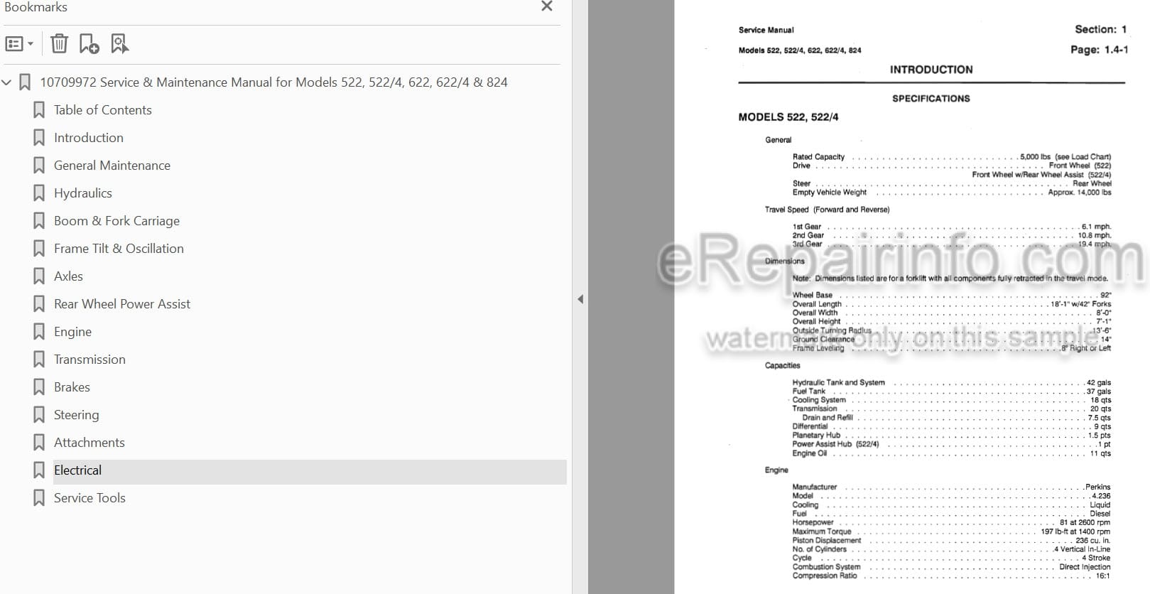 Photo 5 - JLG Lull 522 522-4 622 622-4 824 Service And Maintenance Manual Telehandler 10709972